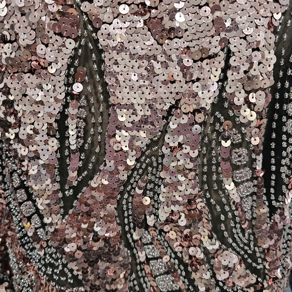 Vintage 80s OLEG CASSINI Pink Beaded Sequin Top M - Picture 6 of 8